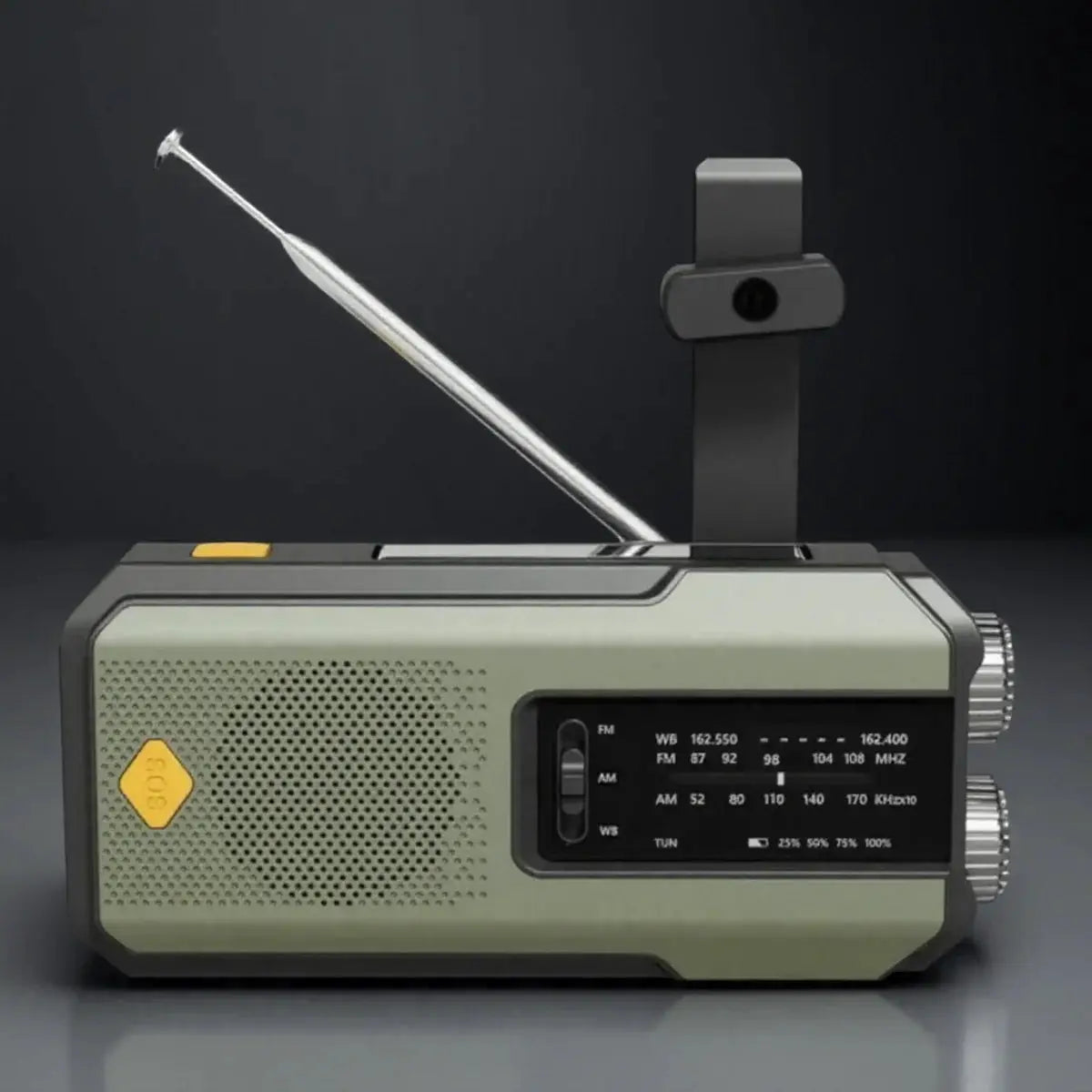 PulseGuard Solar Crank Emergency Radio With LED Flashlight NOAA Weather Updates 2000mAh Battery USB Charging