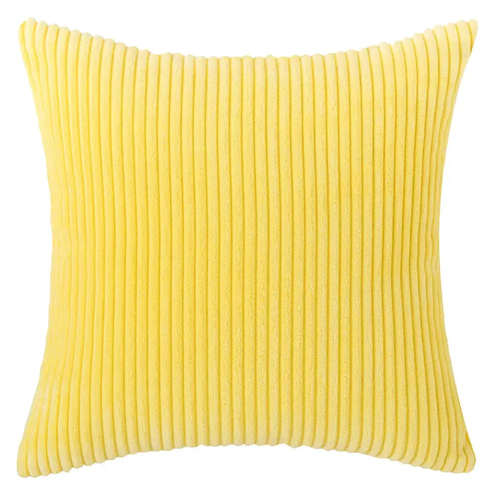 Pillow cover yellow corduroy with vertical ribbed stripes, Simples Market for couch and bedroom decor
