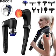 Simples Market fascia massage gun with multiple attachment heads and an ergonomic black handheld massager