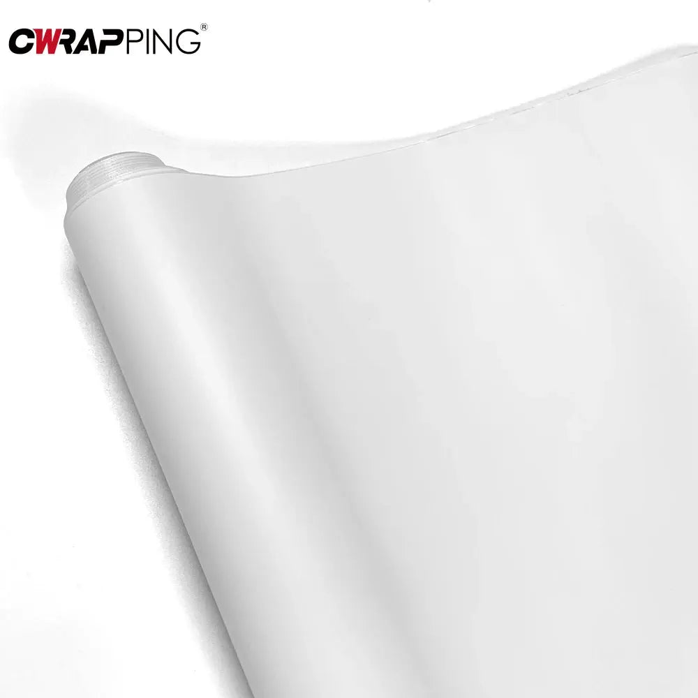 CWRAPING matte white vinyl car wrap film roll, self-adhesive and waterproof for cars and motorcycles.