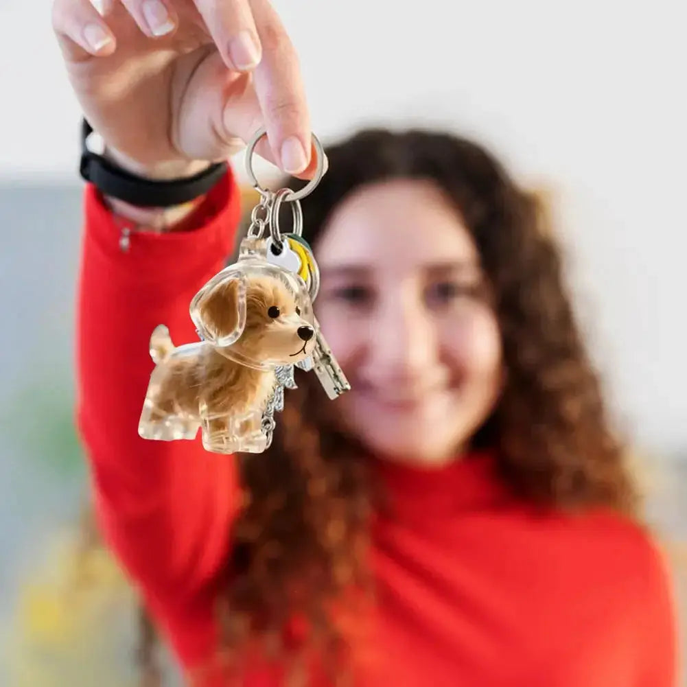 Dog Hair Storage Keychain Transparent Dog Cat Shape Memorial Pendant Handmade Resin Pet Keepsake Gift