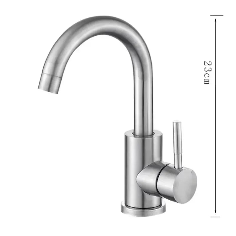 Simples Market 304 stainless steel gooseneck bathroom basin faucet with single lever, 360° rotation