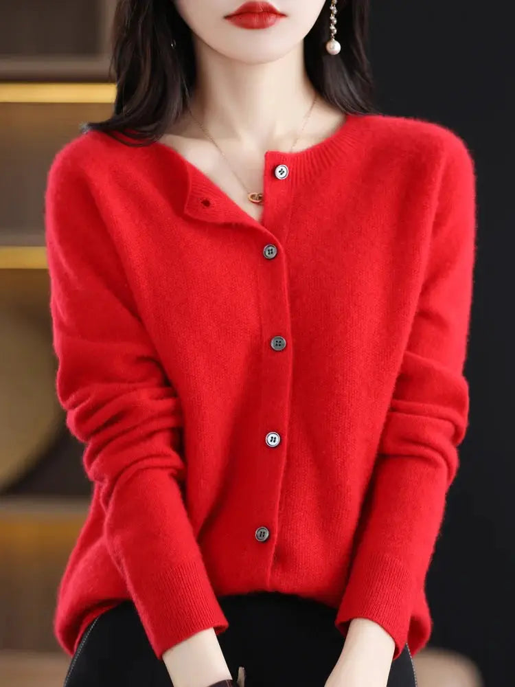 Everluxe Merino Wool Cardigan For Women With One Hundred Percent Australian Merino Softness For Autumn And Winter