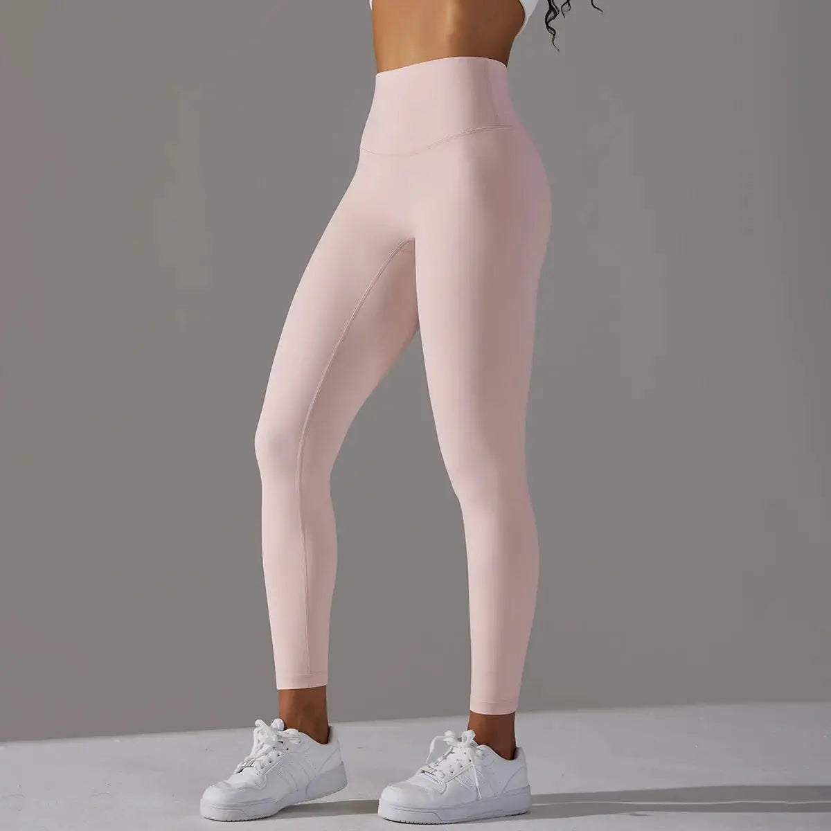 High Waist Naked Feeling Leggings, pale pink, Simples Market, women's fitness yoga pants