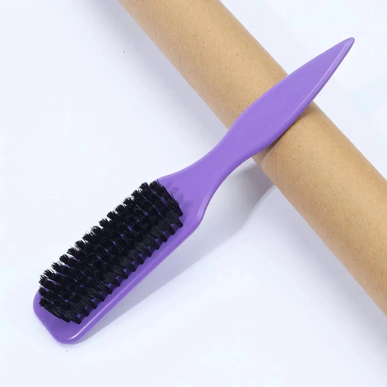 Slick Back Hair Brush, purple plastic handle with black bristles, Simples Market.