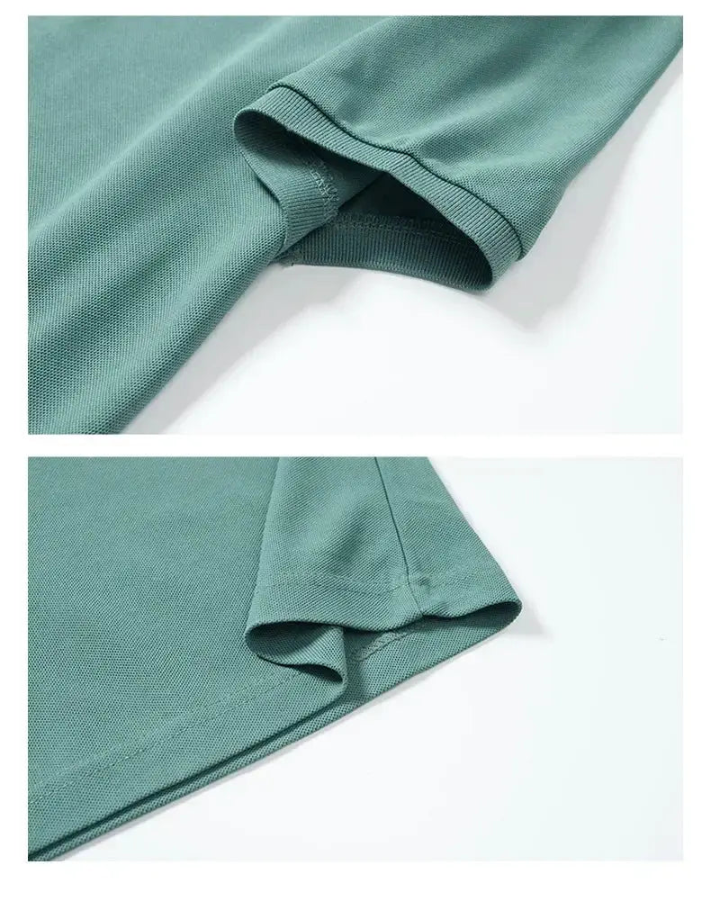 Teal men's short-sleeve polo shirt, lightweight fabric for casual streetwear