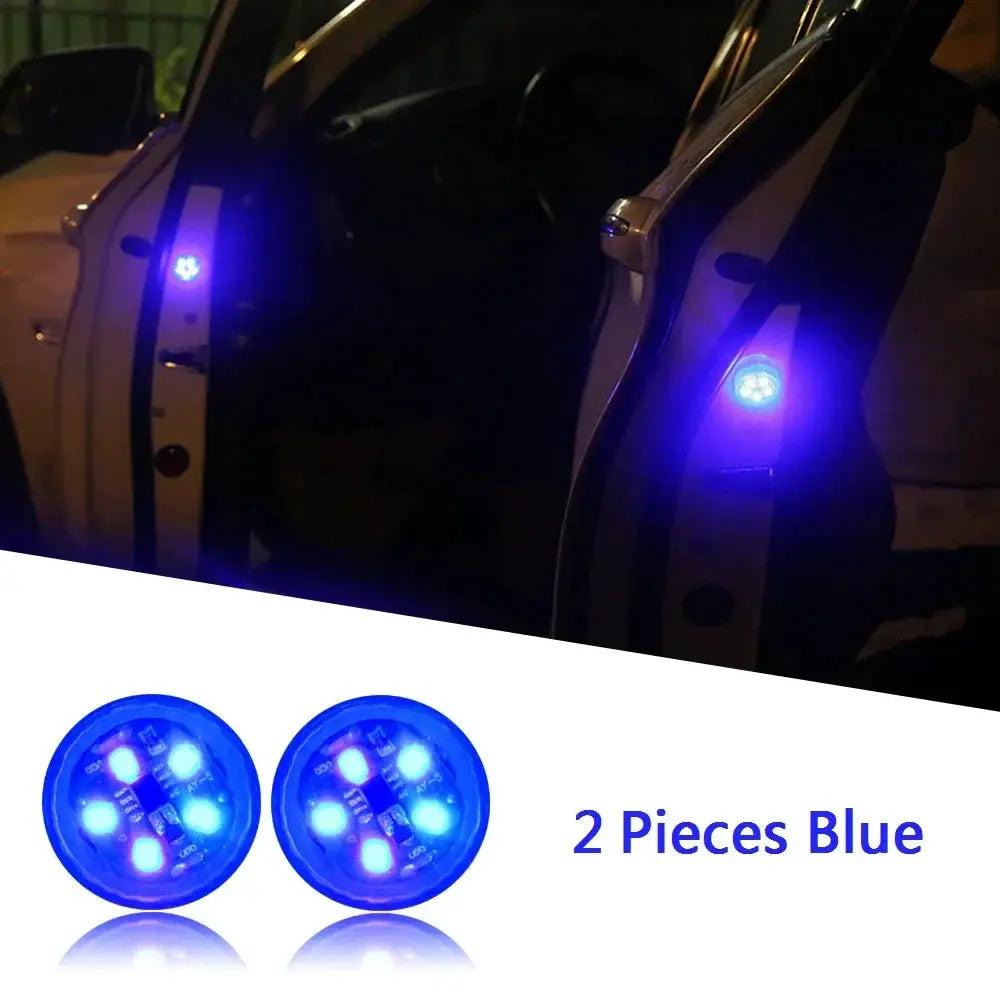 LED car door safety lights, blue, 2 pieces, magnetic sensor, universal fit