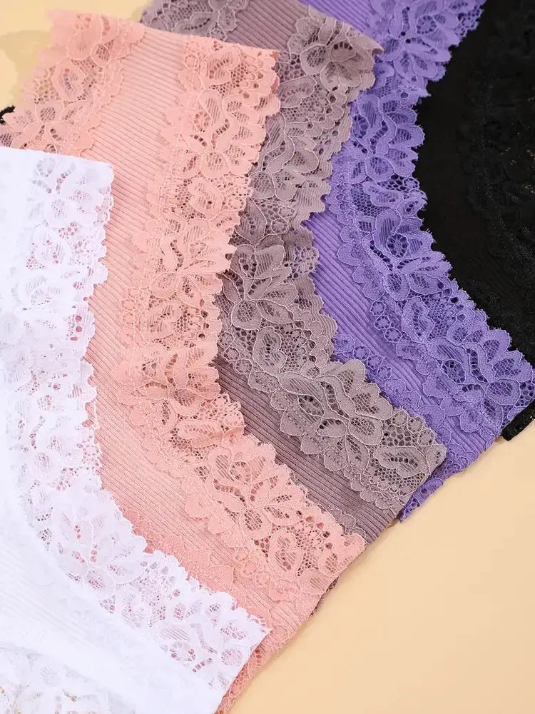 Women's cotton lace panties 3Pcs set in assorted colors