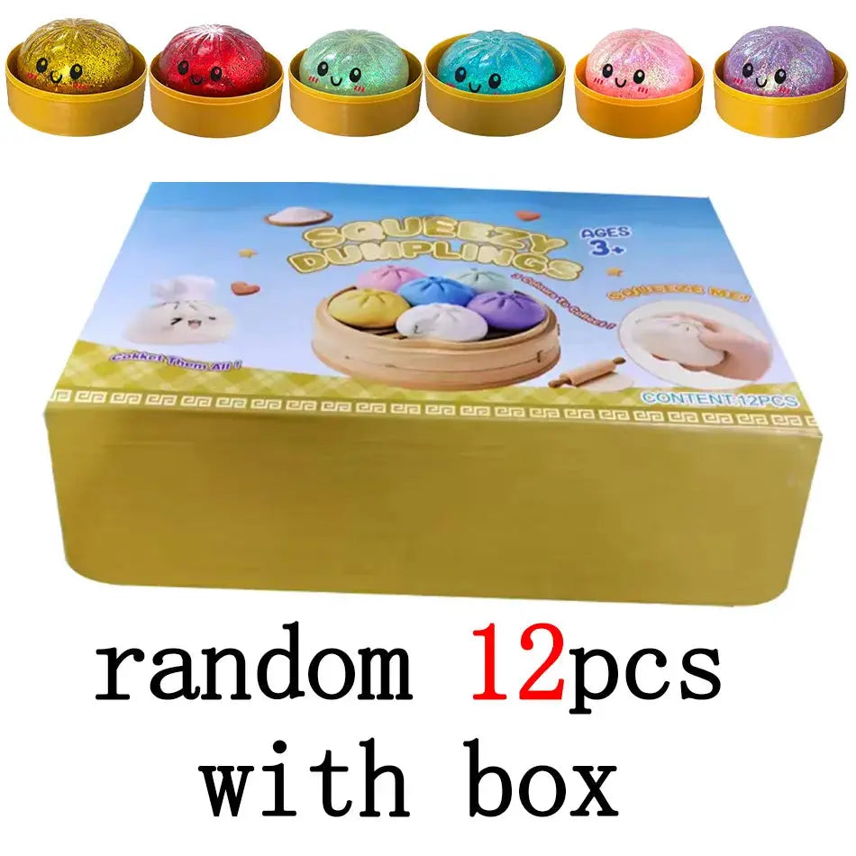 Dumpling Squishies Cute Colorful Bun Toy Slow Rising Stress Relief Fidget for Kids and Adults Anti Anxiety Gift
