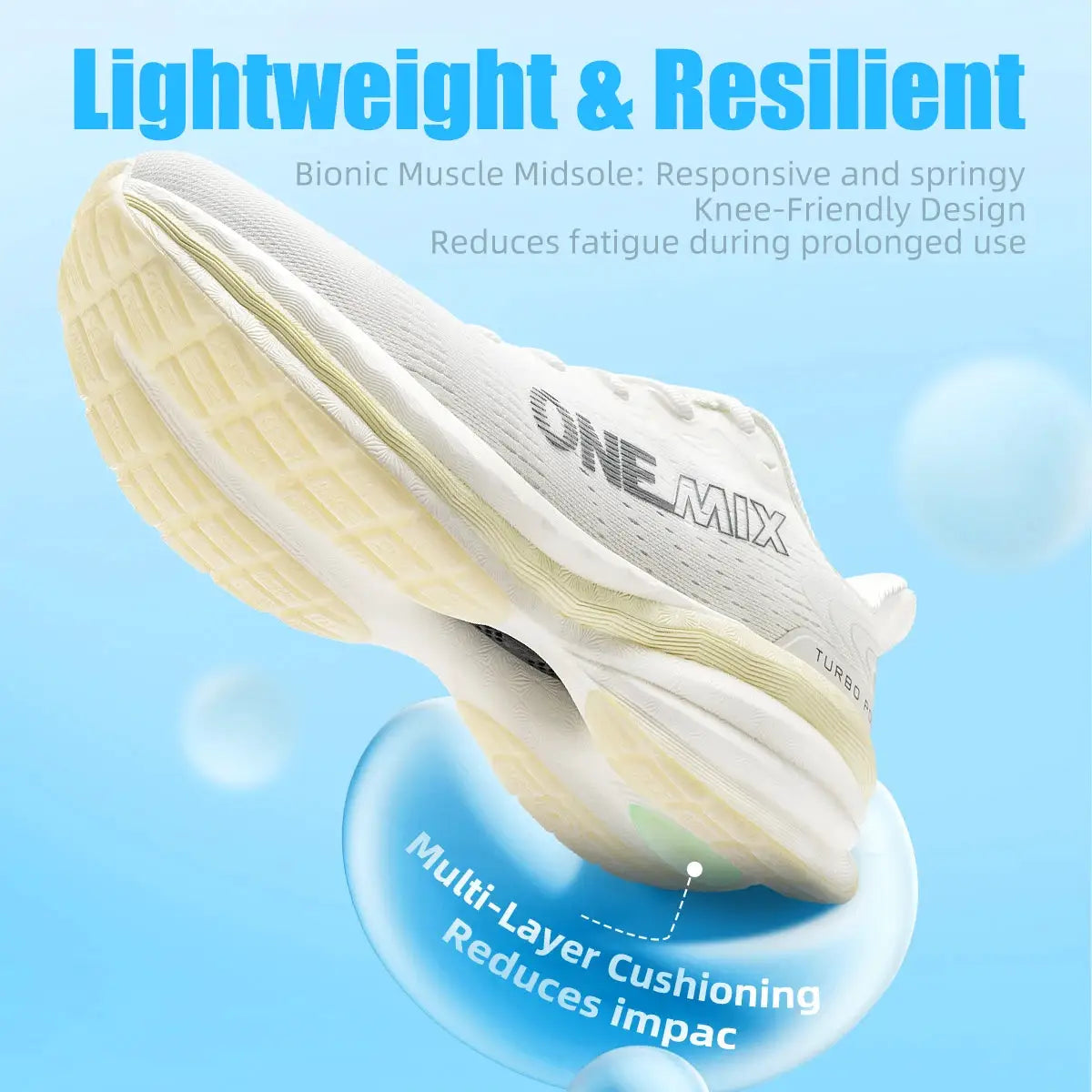 ONEMIX Men's Running Shoes by Simples Market; white breathable mesh upper with air-cushion sole