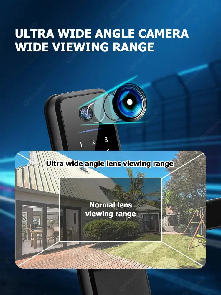YRHAND H01 smart electronic door lock with biometric camera and fingerprint, IP66, Simples Market