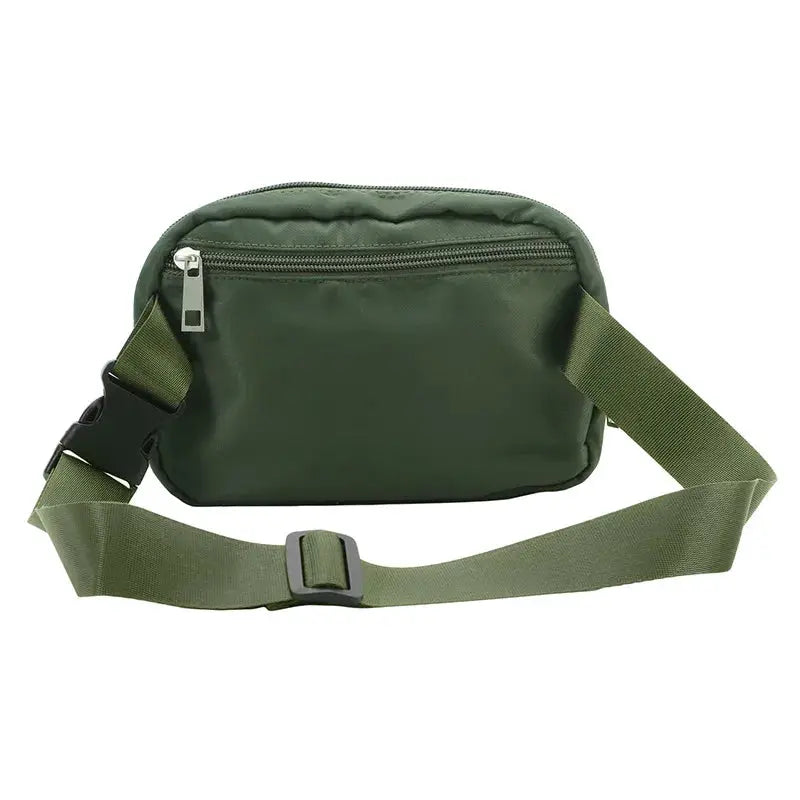 Waist bag (fanny pack) in green with zipper pocket and adjustable strap