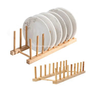 Multifunctional Wooden Plate Storage Rack For Dishes Cups Pots Lids Kitchen Organizer And Drain Holder