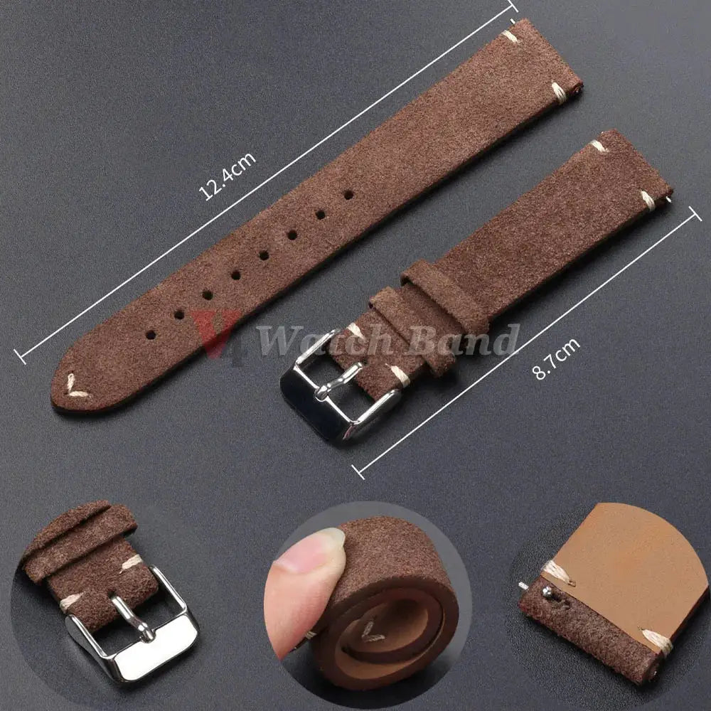 CalfskinCo Quick Release Suede Watch Strap For Seiko 18mm 20mm 22mm And Huawei GT3 GT4 14mm 16mm Calfskin Wristband