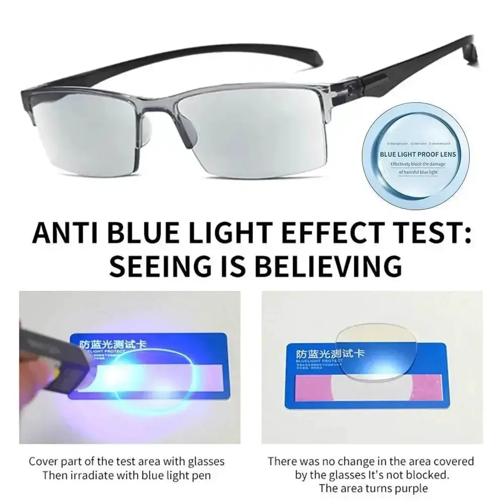 NovaVision Smart Auto Zoom Reading Glasses With Autofocus Power And Anti Blue Light Half Rim For Near And Far Vision