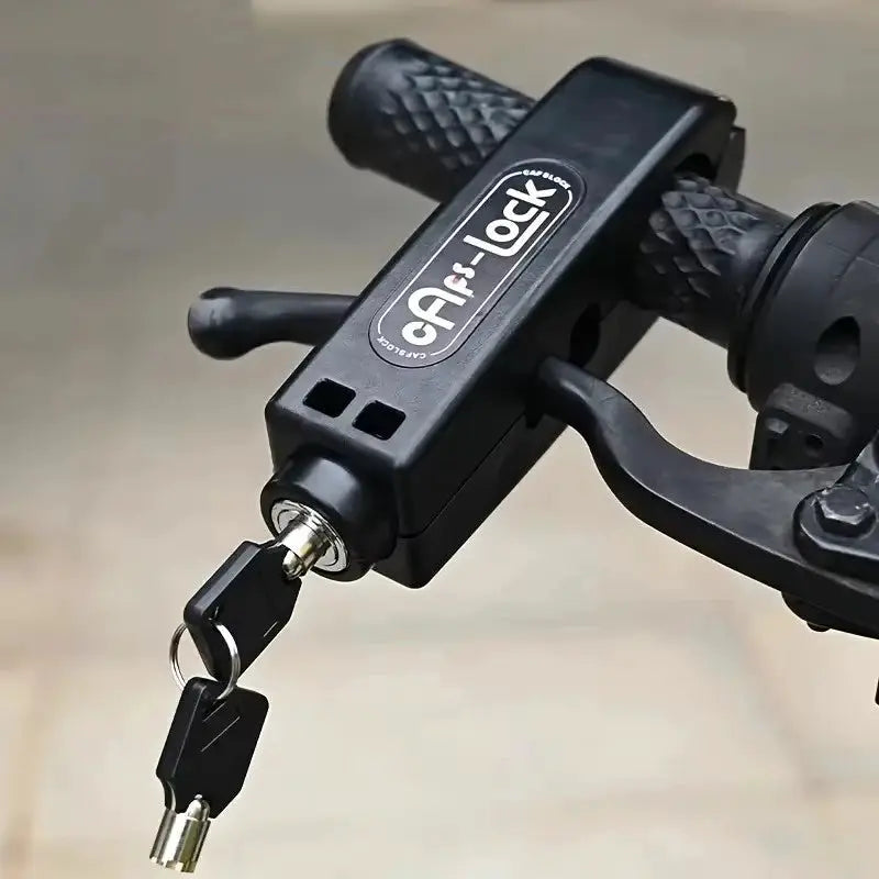 Air-Lock handlebar lock for motorcycles; black universal anti-theft throttle/clutch lock with two keys
