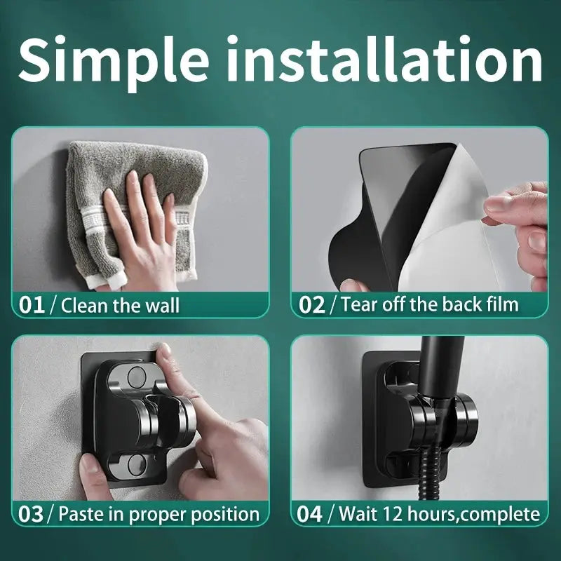 Simples Market perforation-free shower bracket with black wall-mount base for adjustable shower head