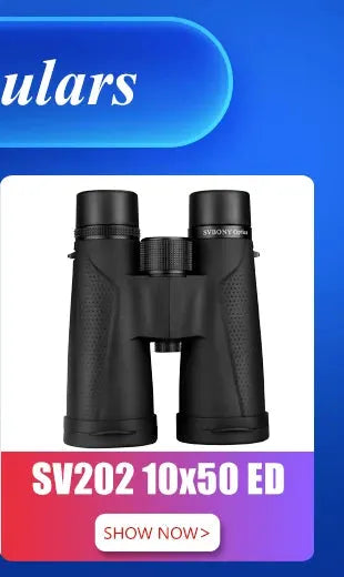 SVBONY black binoculars with textured grip for bird watching, IPX7 waterproof