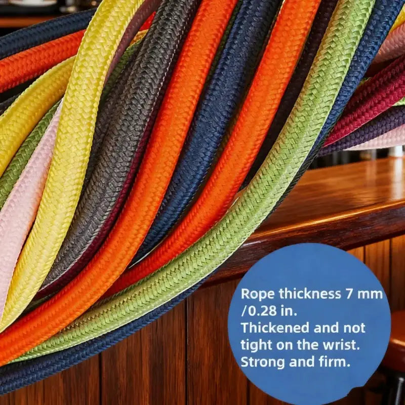 Simples Market mobile phone adjustable lanyards; colorful braided wrist straps, 7 mm thick, strong
