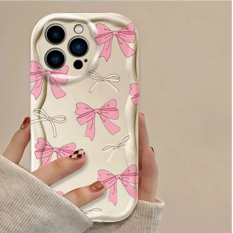 CharmGuard Black Bowknot Heart IPhone Case Silicone Shockproof With Soft Grip For IPhone Models