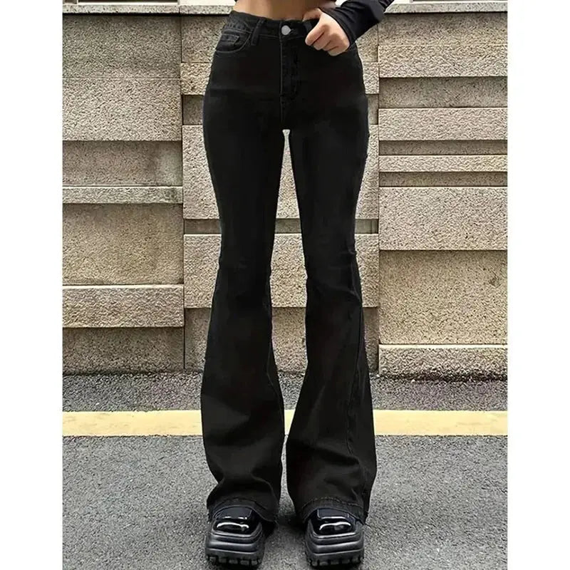 2025 High Waist Flared Bootcut Jeans Women Stretch Denim Bellbottoms