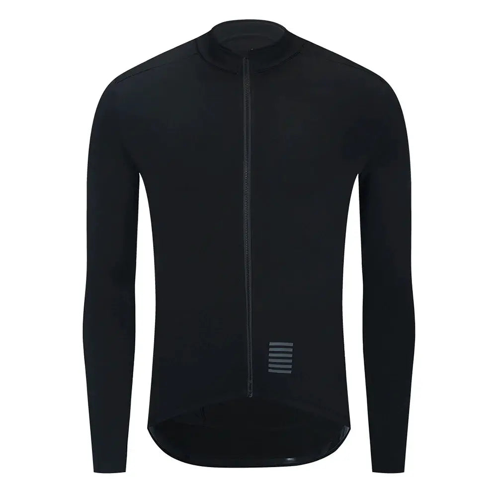 Men's black cycling jacket with zip-front, thermal fleece lining and reflective stripe detail