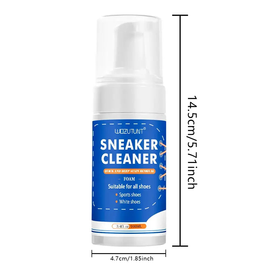 Simples Market Sneaker Cleaner foam bottle, 100ml, white bottle with blue label for all shoes