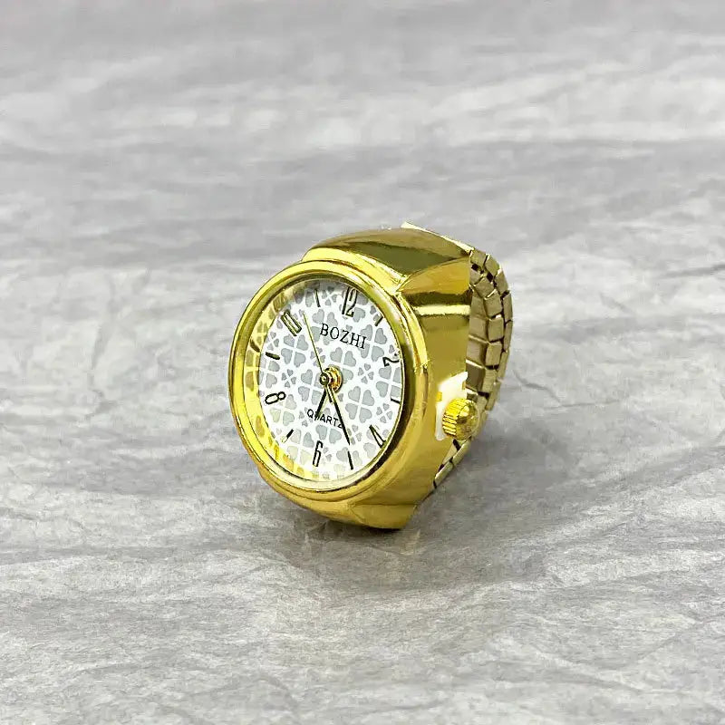 NovaTime Finger Watch Ring Unisex Vintage Alloy Quartz Timepiece With Elastic Band