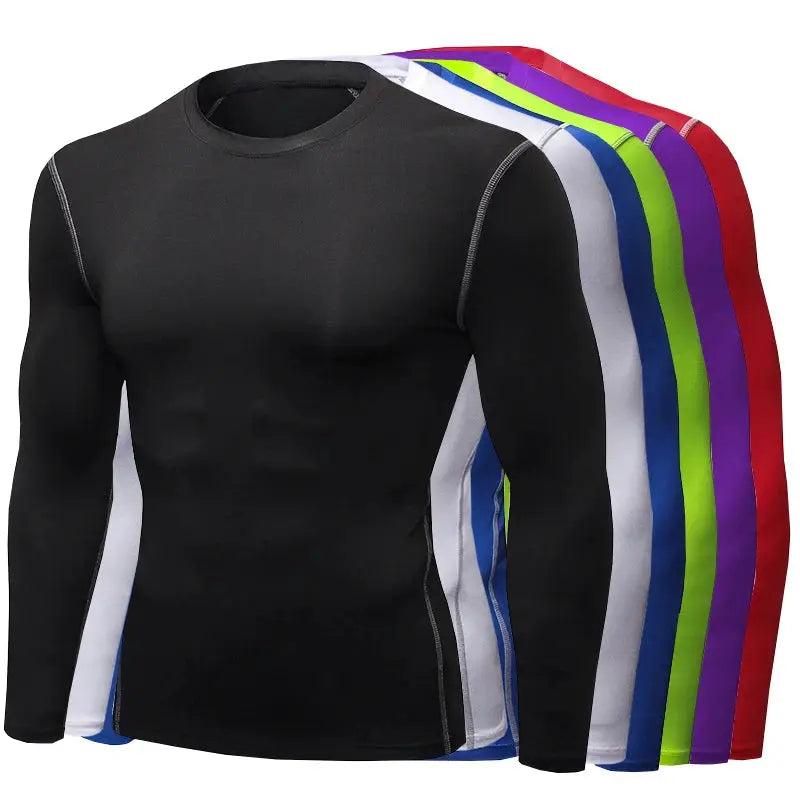 Men's Long Sleeve Thermal Underwear Top Thin Tight Fit Fast Dry Elastic Fitness Wear For Autumn And Winter
