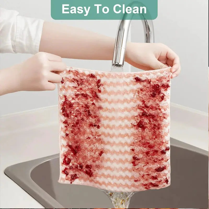 Simples Market microfiber velvet dishcloth, red and white pattern, high absorbency for kitchen cleaning