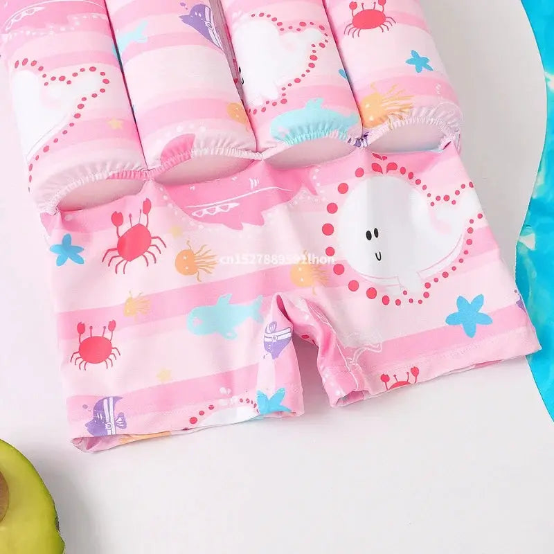 Childrens Buoyancy Swimwear One Piece Rash Guard With Cartoon Print Floating Bathing Suit For Boys And Girls Ages 0 To 6