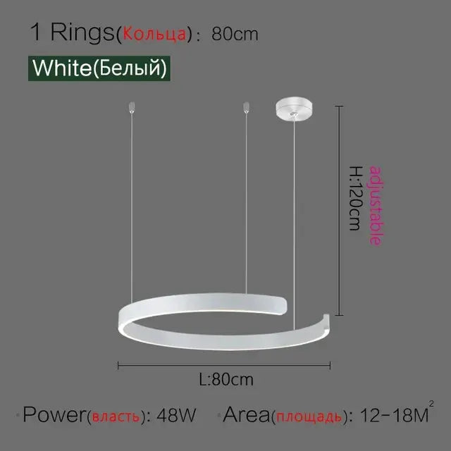 Nordic Ring LED pendant lamp, white, dimmable ceiling light fixture