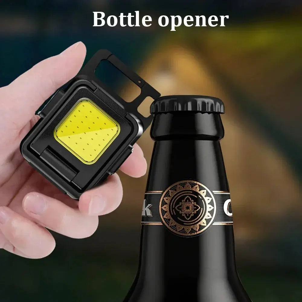 Simples Market mini flashlight keychain light with COB LED, USB rechargeable, 90° foldable side lights, portable lantern