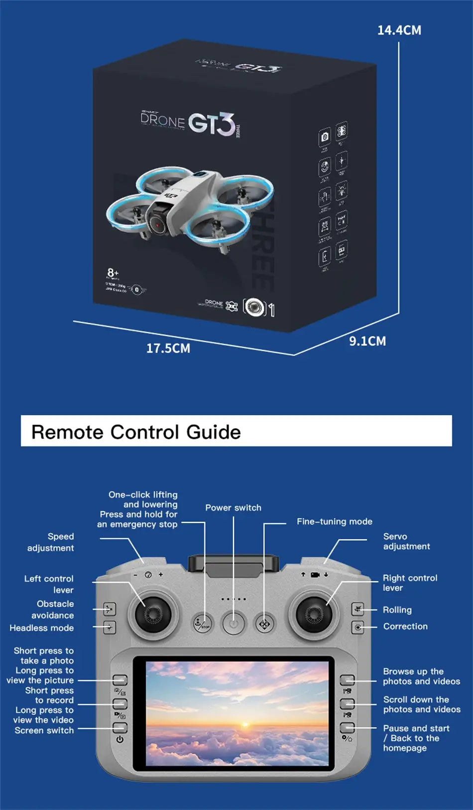 Simples Market GT3 Max drone, white quadcopter with blue ring guards