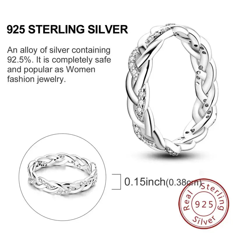 925 Sterling Silver Rings Bow Heart Star Sun Moon Zircon For Women Jewelry Birthday Anniversary Gifts