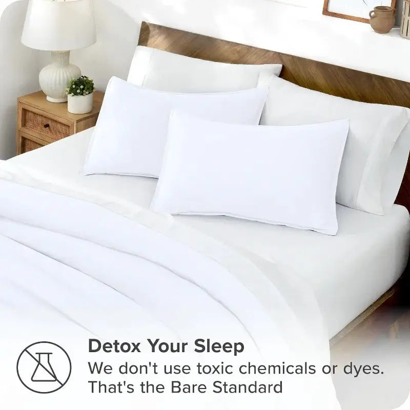 Simples Market 3pc Lyocell Bamboo Duvet Cover Set, white cooling bedding for single size quilt cover pillowcases