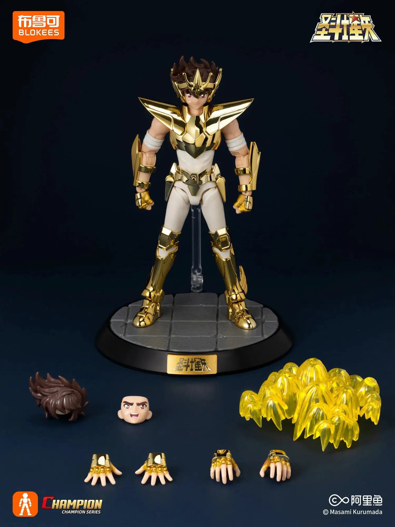 Blokees Original Gold Saint Seiya Dragon Shiryu Capricorn Shura Cancer Deathmask Champion Class Action Figure Gift