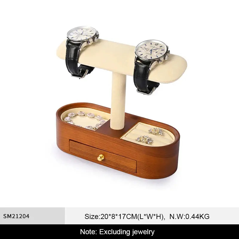 WoodTen Solid Wood Watches Display Stand Elegant Jewelry Organizer For Watches Necklaces Bracelets Bangles