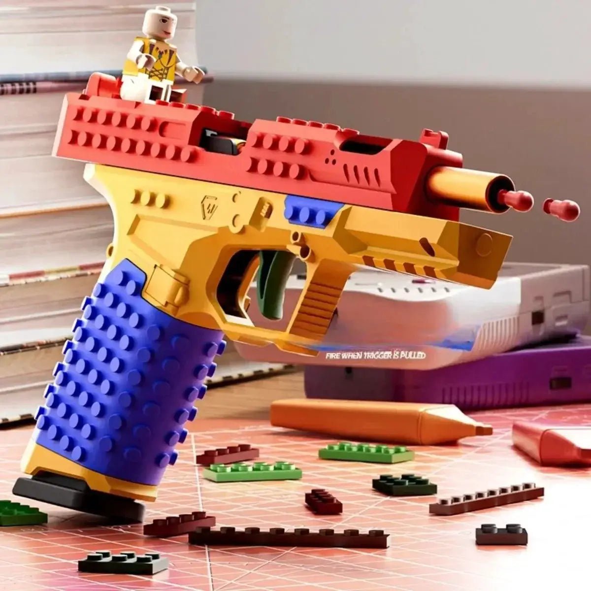 Shell Ejecting Continuous Firing Toy Pistol Airsoft Blowback Building Block Outdoor CS Weapon for Boys and Adults