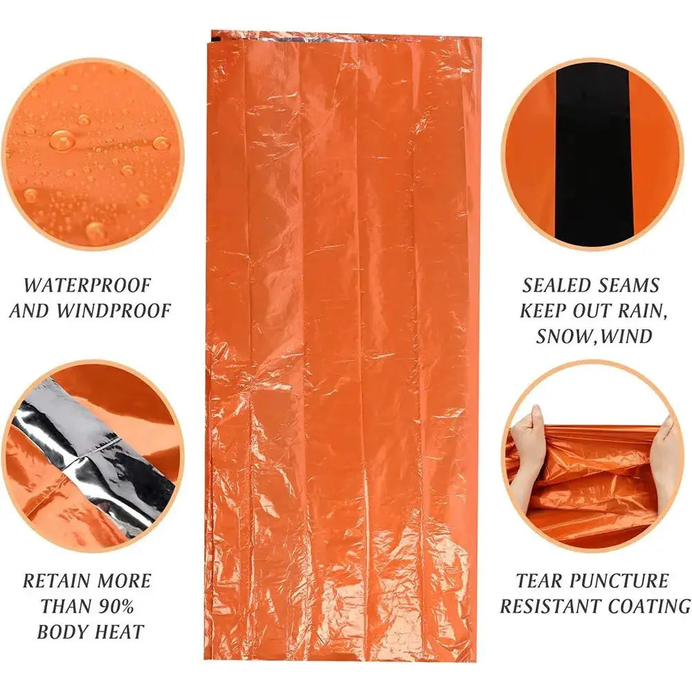 Emergency Sleeping Bag Ultra Waterproof Mylar Thermal Blanket Lightweight Survival Gear For Camping And Hiking