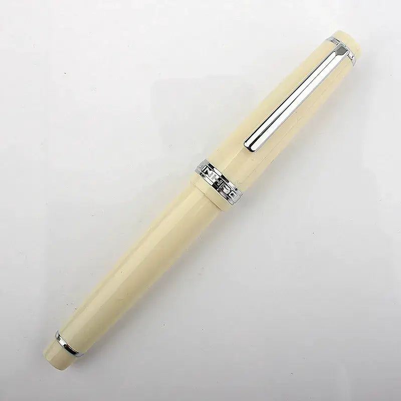 Jinhao 82 fountain pen, cream acrylic with silver clip and trim, converter included