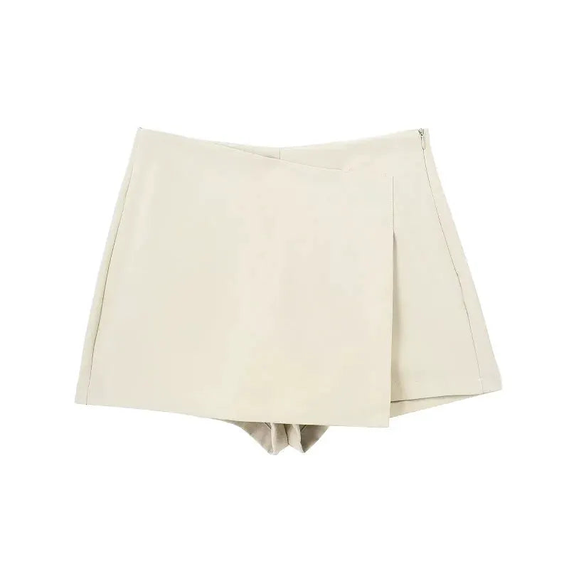 HXAO Women Shorts Skirt 2024 Summer Elegant Casual Party Wear Mid Waist Comfort Polyester Blend White Khaki Black