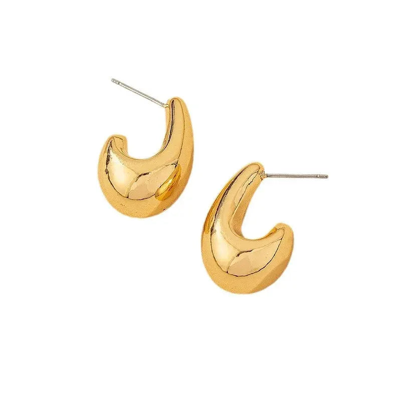 Vintage Chunky Dome Drop Earrings For Women Gold Plated Stainless Steel Teardrop Statement Wedding Jewelry Gifts