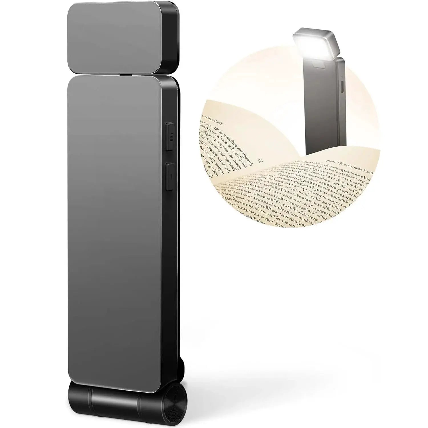 LED Rechargeable Clip-On Book Light Simples Market, dark gray, bookmark lamp with 3 color options and 5 brightness levels