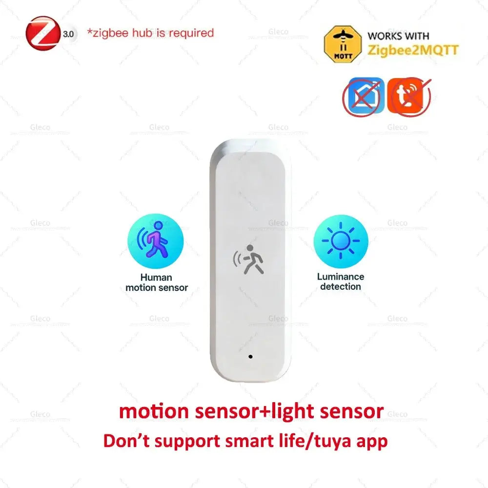 Zigbee 3.0 motion and light sensor by Simples Market, white PIR device with temperature and humidity monitoring