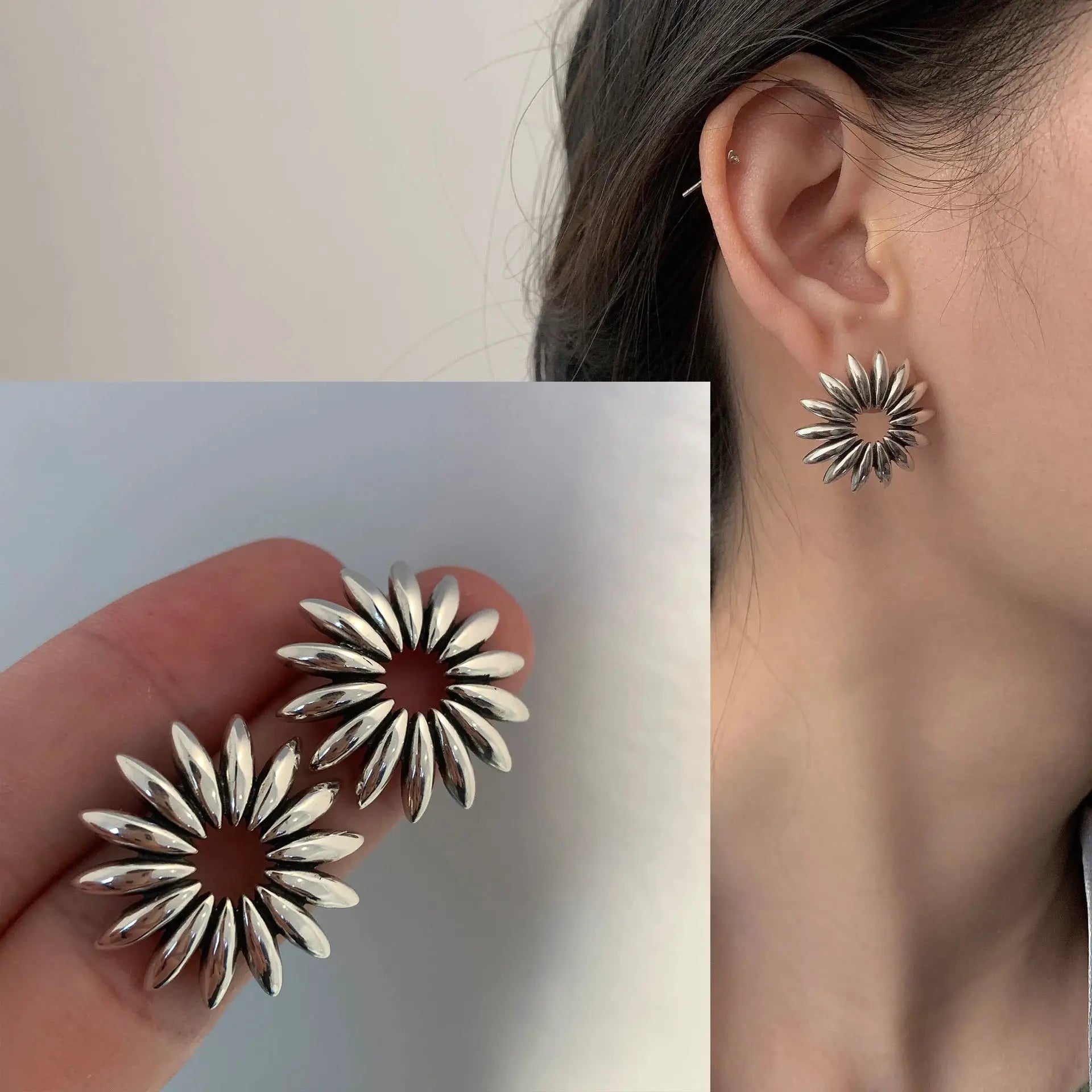 925 Sterling Silver Star Hoop Earrings For Women And Girls Trendy Original Hip Hop Style Jewelry Gift