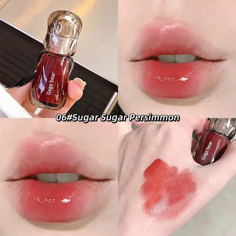 Gege Bear Crystal Gloss Lip Tint Autumn Winter Hydrating Formula Mirror Gloss Finish Youthful Plumping Effect