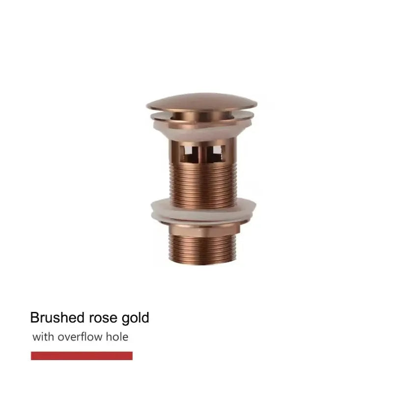 Simples Market brushed rose gold bathroom sink push-down pop-up drain stopper with overflow hole