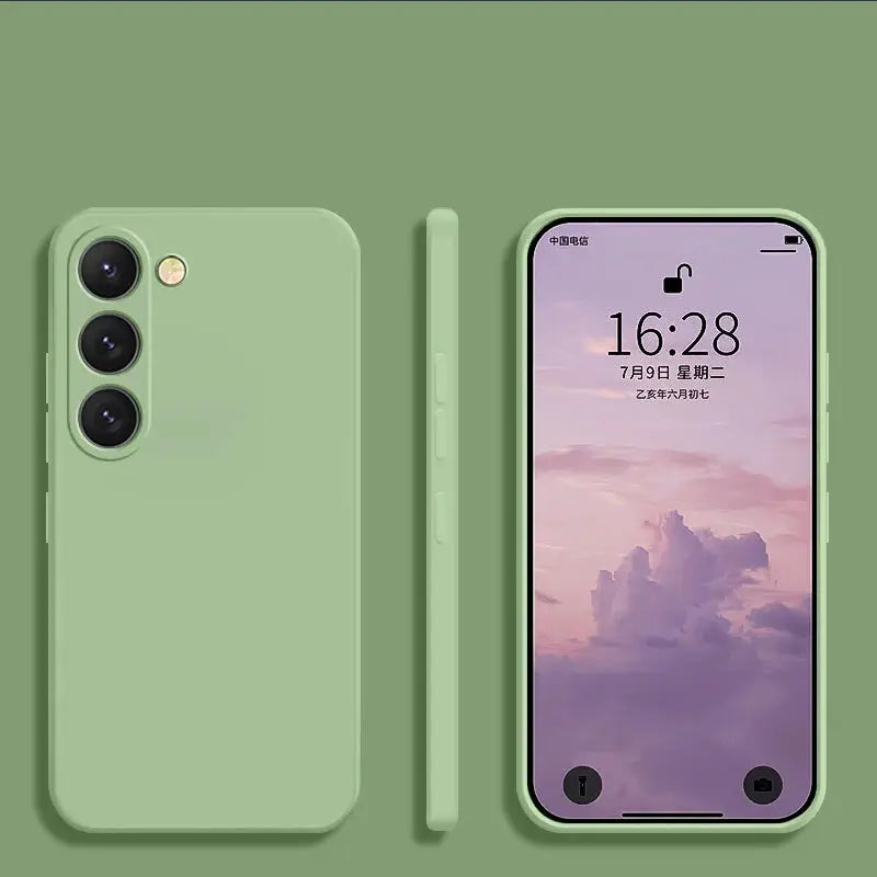 Phone case Simples Market green liquid silicone square for Samsung Galaxy S26/S25/S24/S23/S22 Ultra