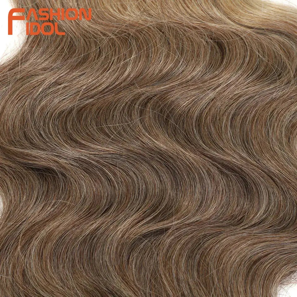 FASHION IDOL 24in body wave crochet hair, ombre blonde synthetic braiding extensions, 3pcs by Simples Market
